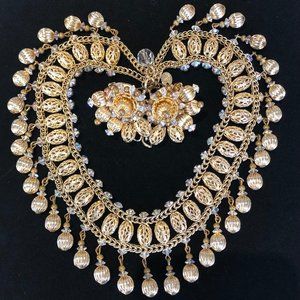 Extraordinary Hobe Gold Bead and Crystal Parure!